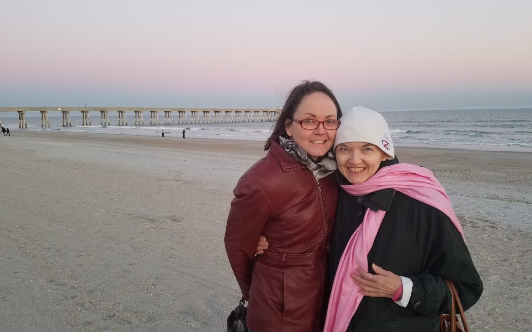 Mom and daughter at the beach